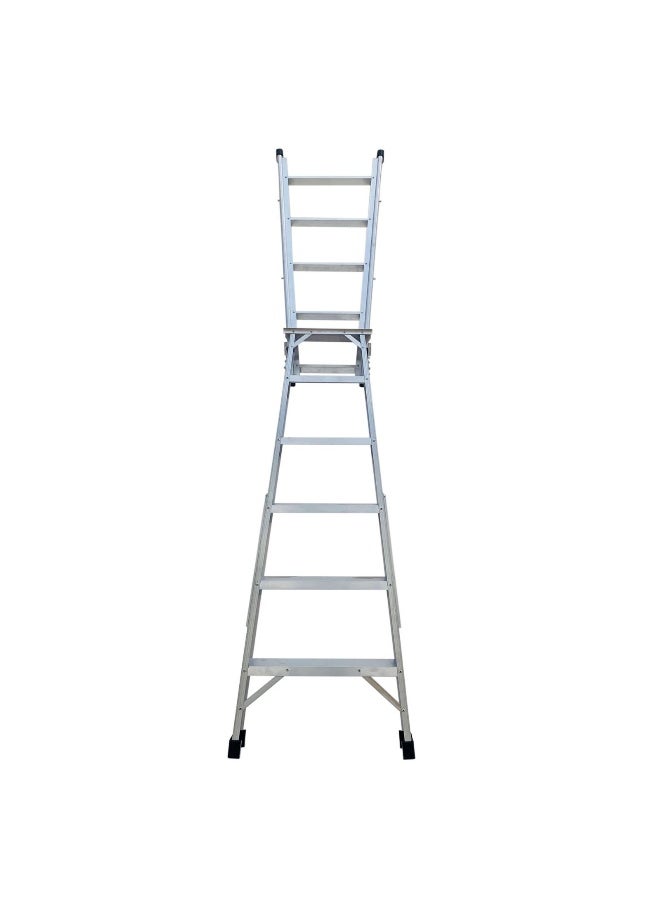 Dual Purpose Aluminum Ladder - Lightweight, Telescoping Ladder for Home, Office & Outdoor Use | 6 Steps Folding Ladder with Anti-Slip Design | Heavy-Duty Multi-Use Ladder | 1.8 Meters