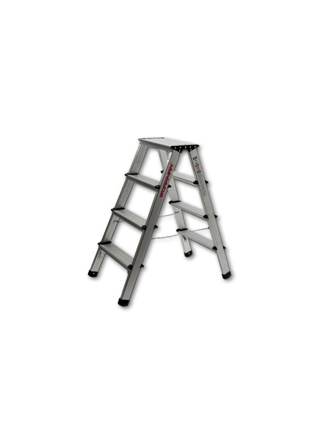 Aluminum Double Sided Ladder 4 Steps – Lightweight, Sturdy, and Compact for Home and Office Use | 1.8 Meter