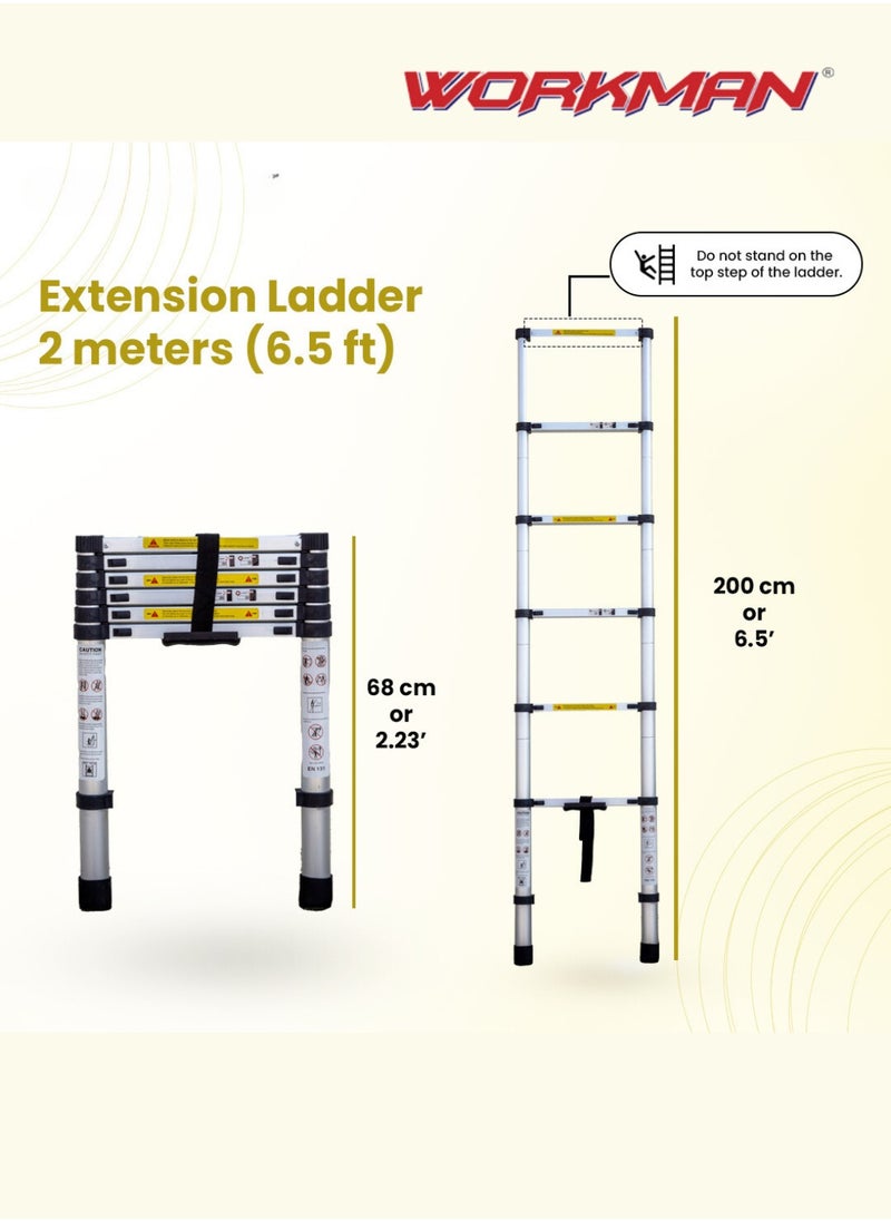 Telescoping Aluminum Ladder - Lightweight, Telescoping Ladder for Home, Office & Outdoor Use | 6 Steps Folding Ladder with Anti-Slip Design | Heavy-Duty Multi-Use Ladder | 1.8 Meter