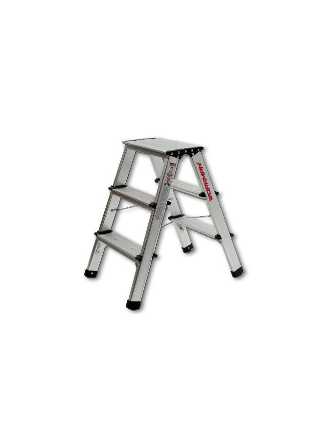 Aluminum Double Sided Ladder 3 Steps – Lightweight, Sturdy, and Compact for Home and Office Use | 1.5 Meter