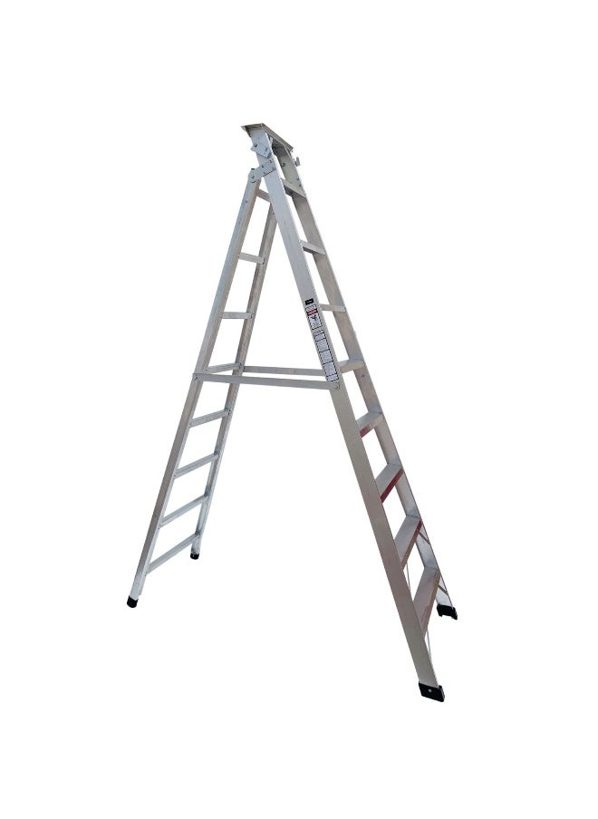 Dual Purpose Aluminum Ladder - Lightweight, Telescoping Ladder for Home, Office & Outdoor Use | 9 Steps Folding Ladder with Anti-Slip Design | Heavy-Duty Multi-Use Ladder | 2.7 Meters