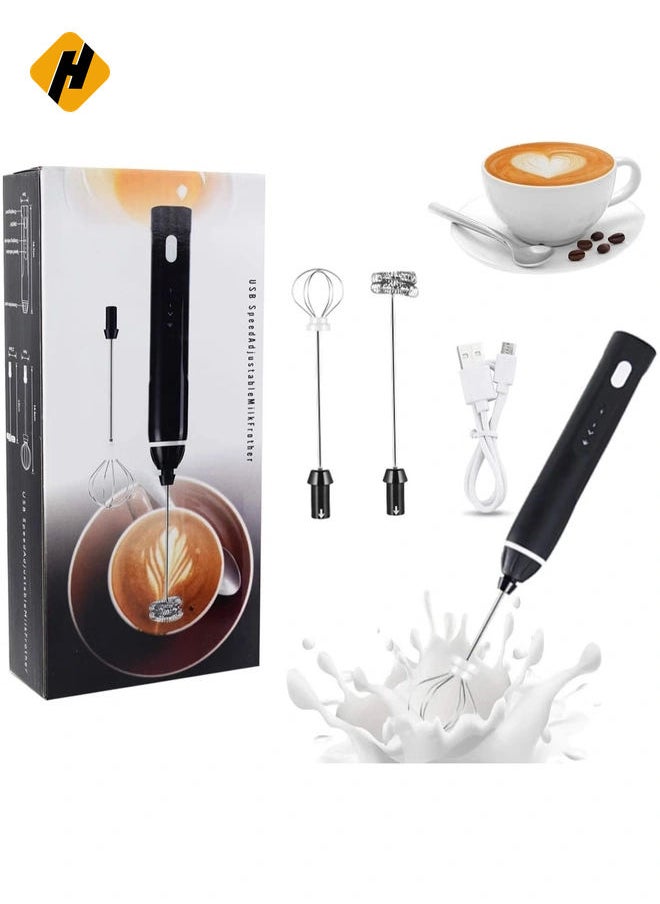 Rechargeable Milk Frother 3 Speeds Handheld Foam Maker With Stainless Whisk For Coffee, Latte, Cappuccino, Chocolate, Milk Tea, Coconut Milk, Durable Frother Drink Mixer