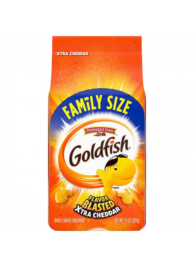 Pepperidge Farm Goldfish Crackers, Flavor Blasted Xtra Cheddar Crackers, Family Size, 10 Oz Bag