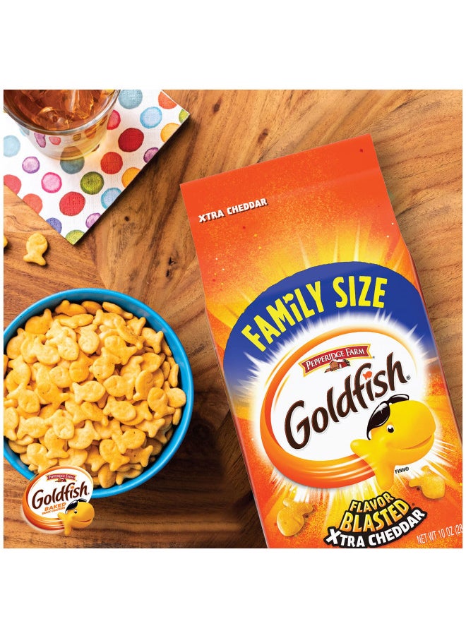 Pepperidge Farm Goldfish Crackers, Flavor Blasted Xtra Cheddar Crackers, Family Size, 10 Oz Bag