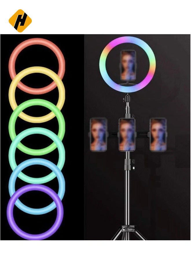 Selfie Ring Light 8/1013/14/18 Inch LED Dimmable RGB Selfie Ring Light Colorful Makeup Light with Tripod Stand for Makeup Live Stream Selfie Led Ring Light (Size : 13 inch)