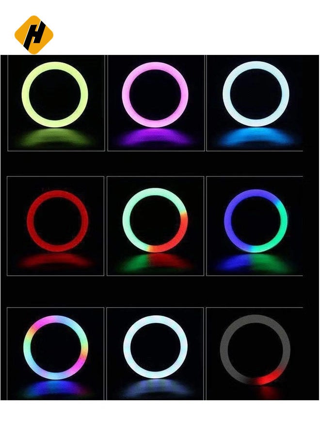 Selfie Ring Light 8/1013/14/18 Inch LED Dimmable RGB Selfie Ring Light Colorful Makeup Light with Tripod Stand for Makeup Live Stream Selfie Led Ring Light (Size : 13 inch)