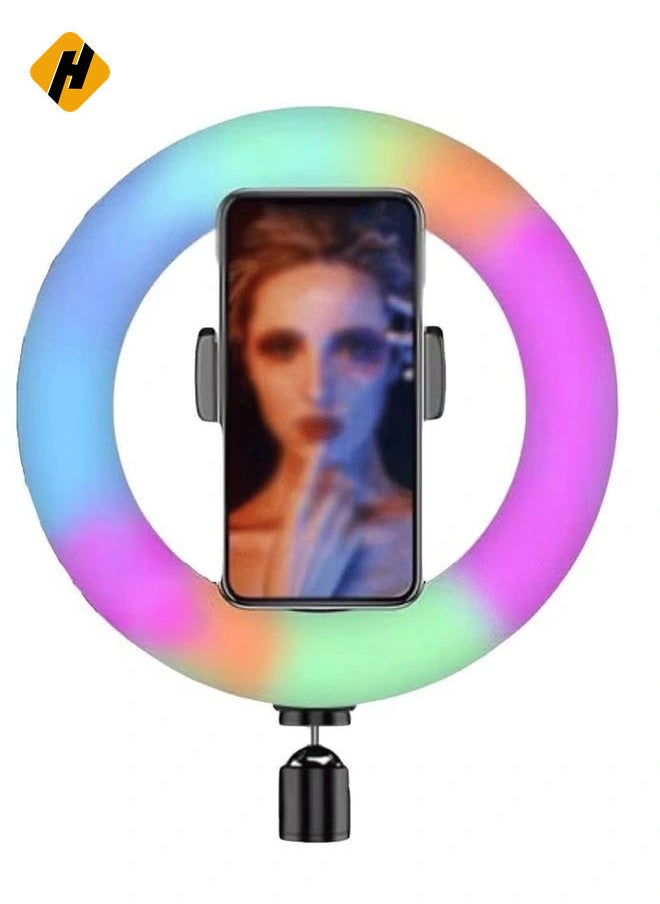 Selfie Ring Light 8/1013/14/18 Inch LED Dimmable RGB Selfie Ring Light Colorful Makeup Light with Tripod Stand for Makeup Live Stream Selfie Led Ring Light (Size : 13 inch)