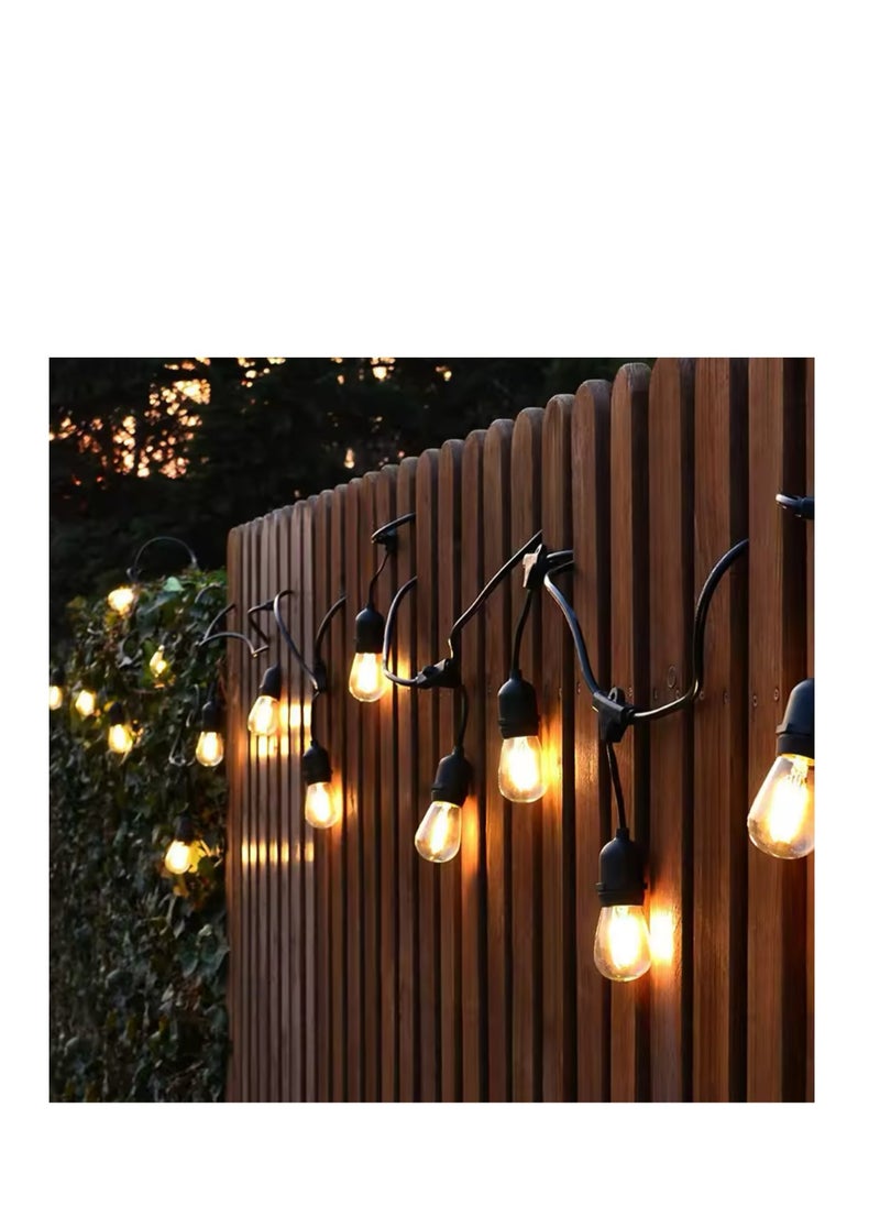 Solar String Lights, 10m, 15 LED Bulbs, Outdoor Waterproof, Retro Hanging, Fairy Garlands for Garden, Backyard, Home Party Decorative Lights, USB Charging, With Remote Control