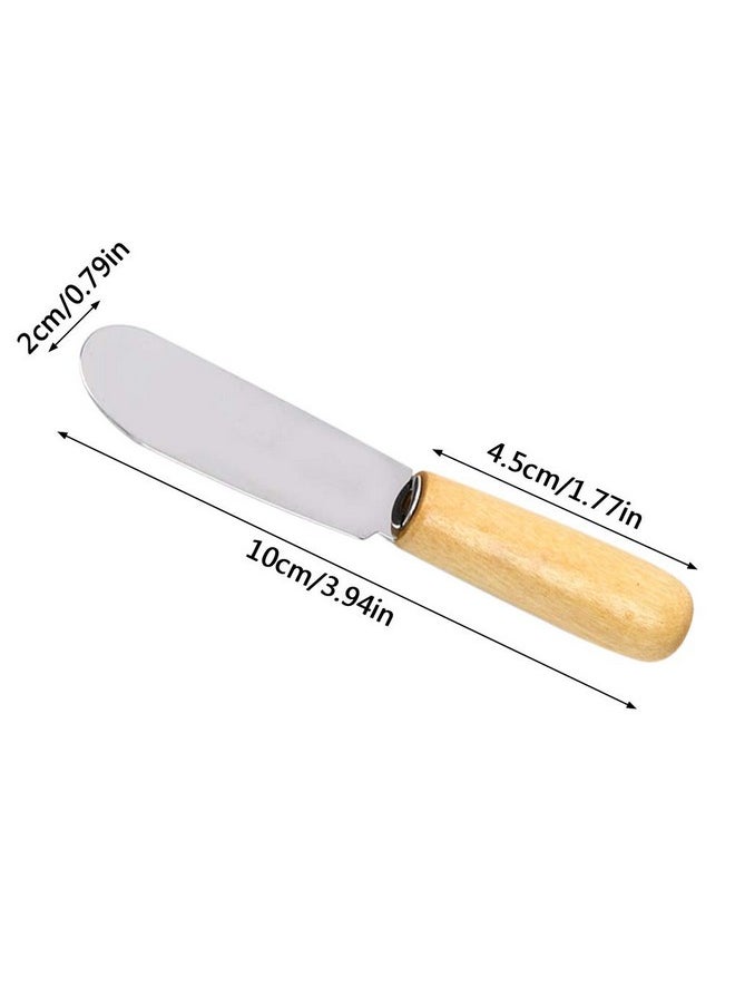 5 Pack Stainless Steel Straight Edge Wide Butter Spreader With Wood Handle Deluxe Sandwich Cream Cheese Condiment Spreader Set Kitchen Tools, 4 Inches