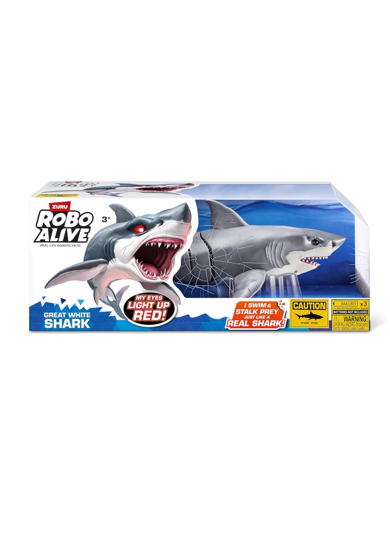 ROBO ALIVE Great White Shark Series 1 by ZURU Robotic Shark Toy with Battery Powered Lighting Summer Pool Toy Bath Toy