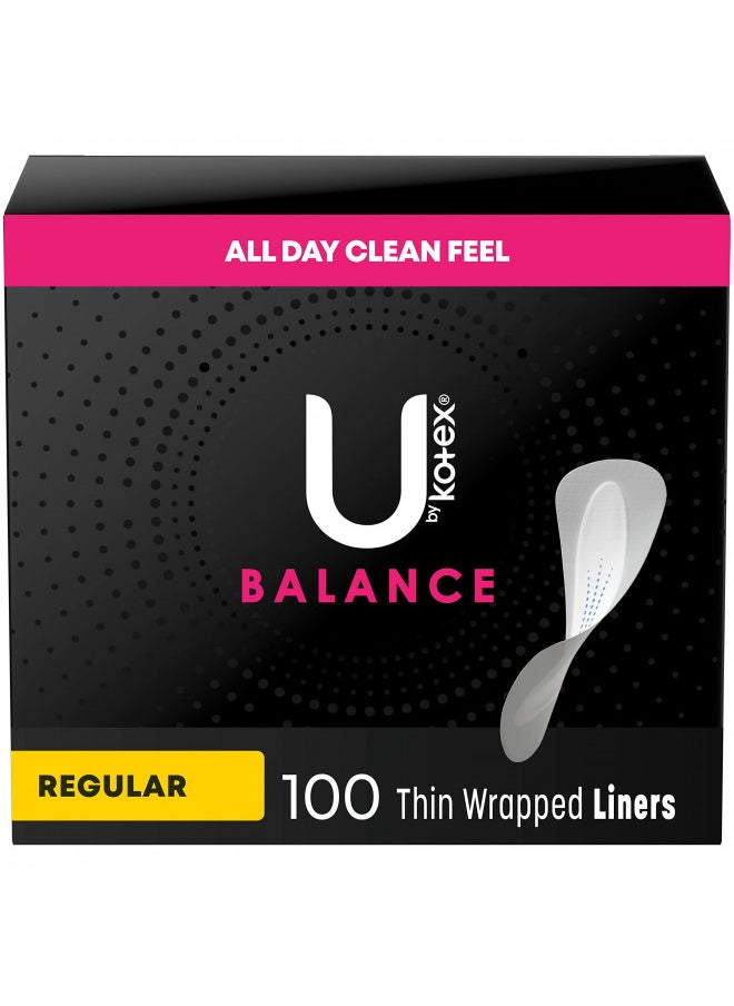 U by Kotex Balance Daily Wrapped Panty Liners, Light Absorbency, Regular Length, 100 Count (Packaging May Vary)