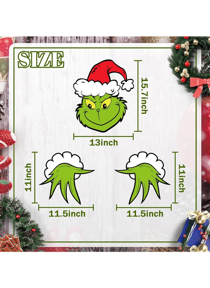 3 PCS Christmas Fence Peeker Decoration Xmas Yard Garden Signs Outdoor Decorations for Winter Holiday Wall Indoor Home Christmas Tree Topper Decor