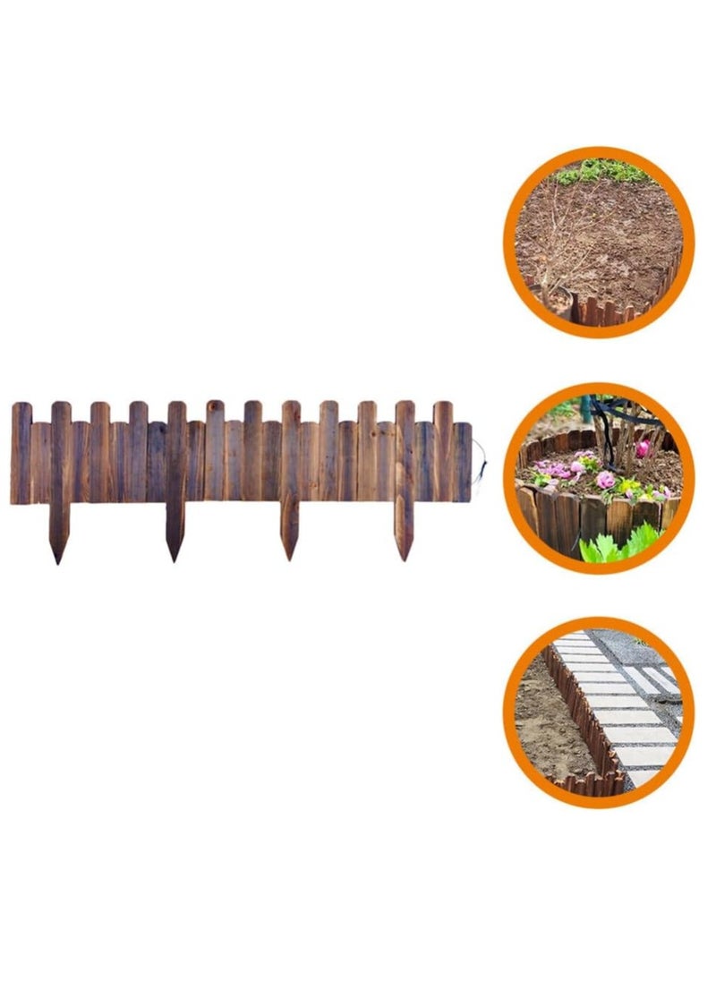 𝐅𝐅𝐃 Natural Wooden Picket Fence - Interlocking Garden Border Panels for Outdoor Spaces, Durable Carbonized Wood Design, Ideal for Lawn, Flower Bed, Pet Gate & Patio Landscaping (120 x 30 cm)