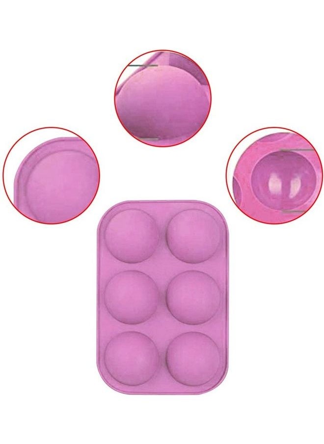 DIY Creative 6 Hole Silicone Mold Half Sphere Silicone Mold purple 19.5x13.3x2.5cm