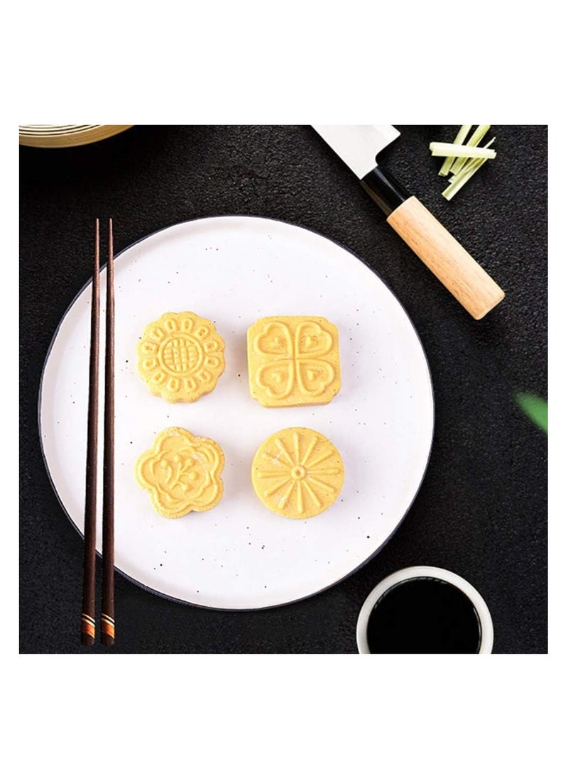 Wooden Mooncake DIY 4 Flower Shapes Handmade Pastry Mold