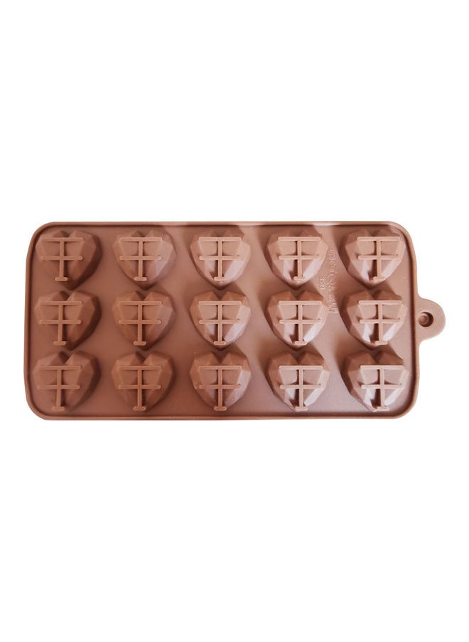 15 Cavities Heart Shaped Silicone Cake Mould Brown 21 x 10. 5cm