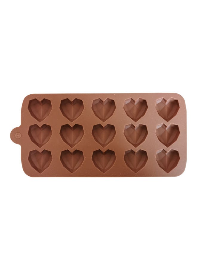 15 Cavities Heart Shaped Silicone Cake Mould Brown 21 x 10. 5cm