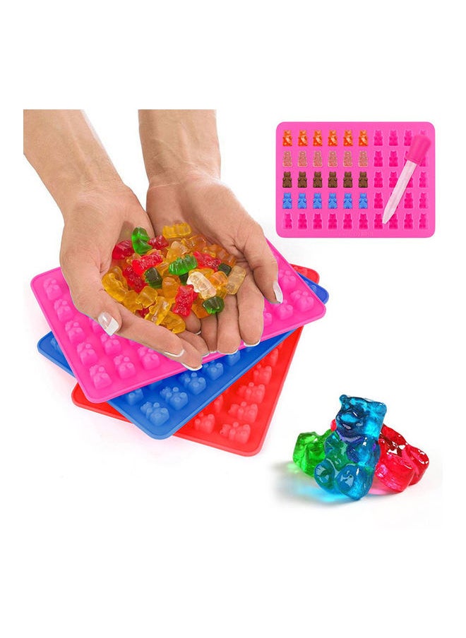 50 Cavity Silicone Mold Bear Shape Mould for Candy Jelly Ice Tube Tray red 20*20*20cm