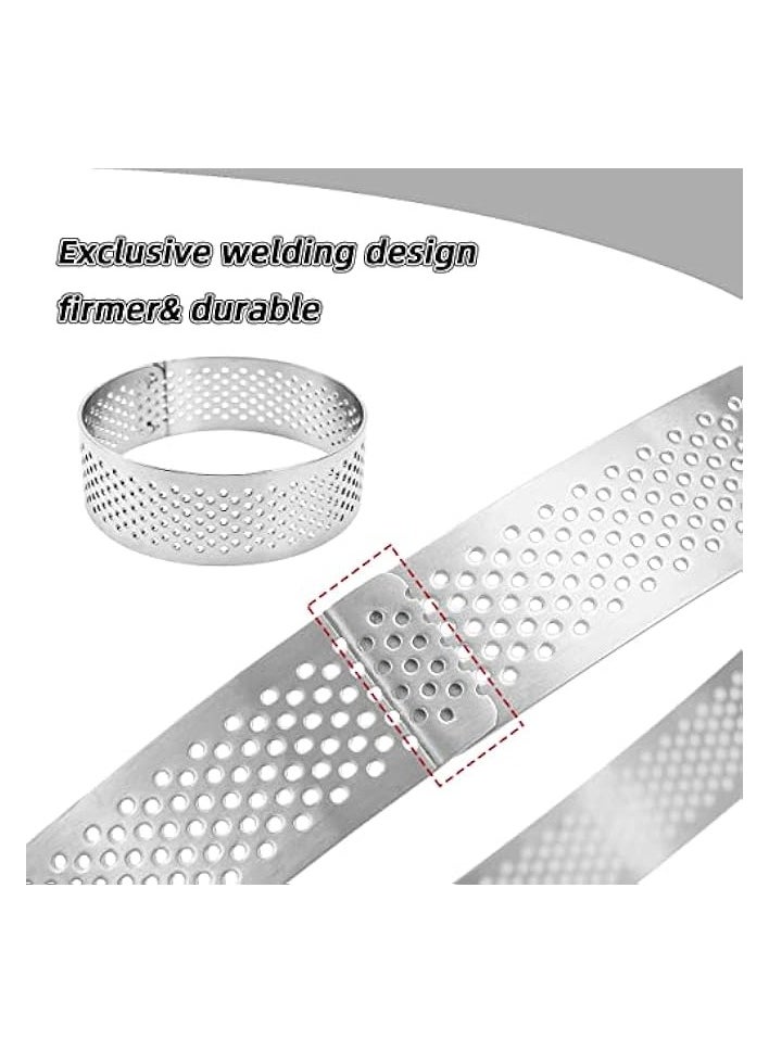 Stainless Steel Perforated Tart Ring, 2 inch Mini Heat-Resistant Cake Mold Ring, 5CM Nonstick Pastry Dessert Utensil, Circle Baking Tool for French Fruit Tarte, Round (2“ (5cm) 8Pcs)