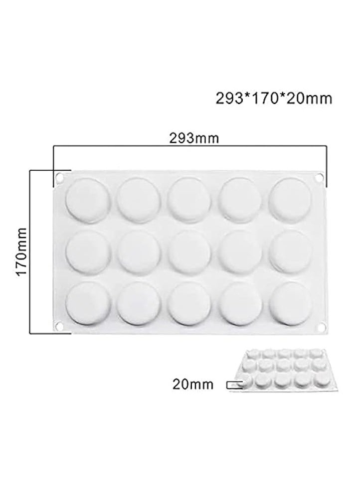 1 Pcs Silicone chocolate molds , Fondant Mould, Cake Mold, DIY baking pudding dessert mold, Tools Kitchen Accessories, 15 round shaped holes(Color : White)