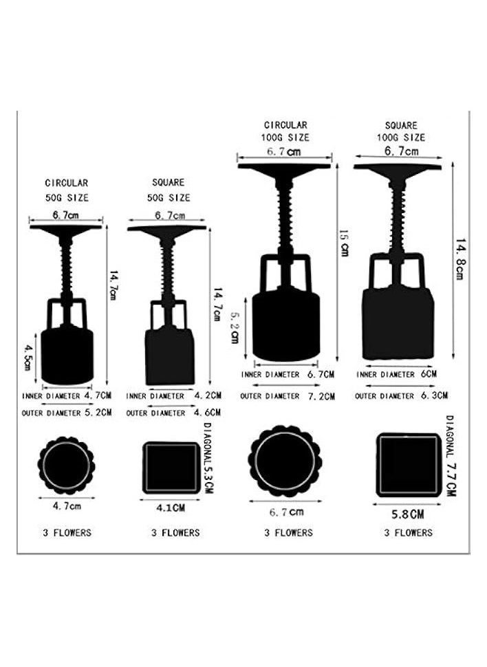 Pressure Moon Cake Mould With 12 Pcs Mode Pattern For 4 Sets