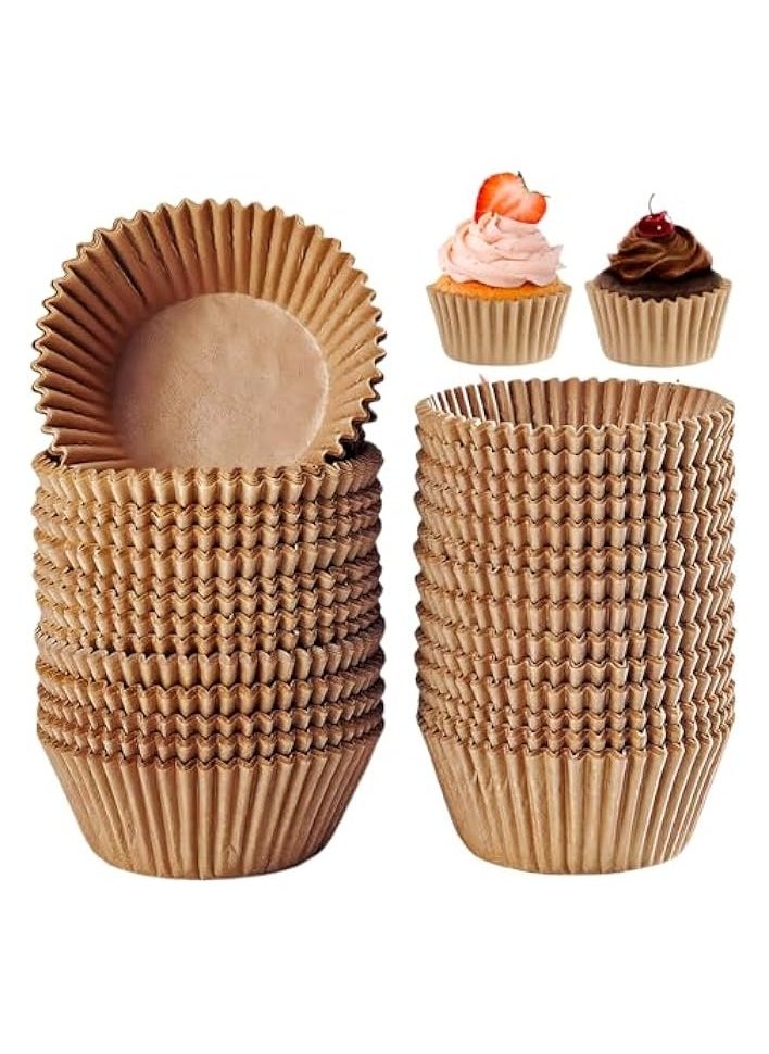 200 PCS Cupcake Liners, Paper Baking Cups, Muffin Liners, Cupcake Papers, Greaseproof, Nonstick, Disposable, Mini, Applies to Cupcakes, Cookies, Home, Wedding, Birthday Party(Brown)