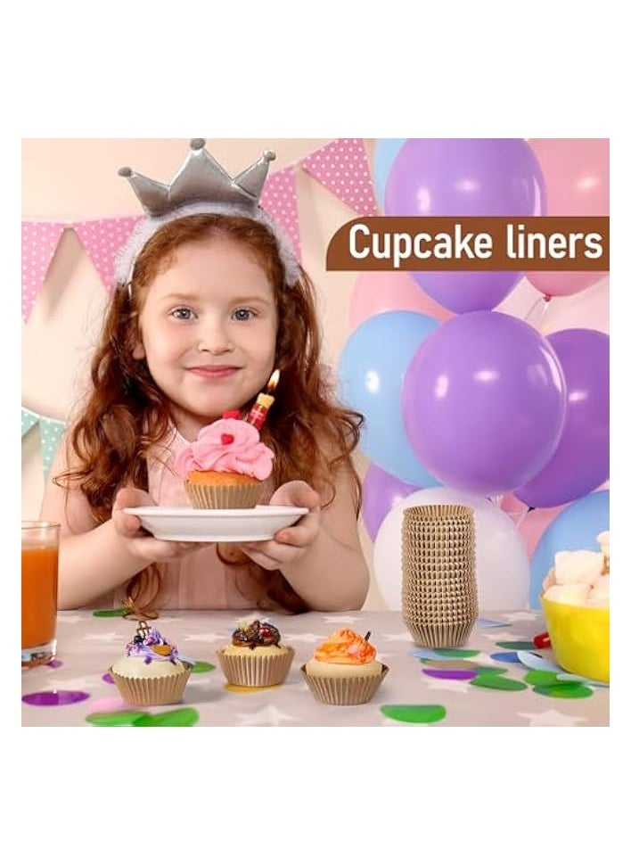 200 PCS Cupcake Liners, Paper Baking Cups, Muffin Liners, Cupcake Papers, Greaseproof, Nonstick, Disposable, Mini, Applies to Cupcakes, Cookies, Home, Wedding, Birthday Party(Brown)