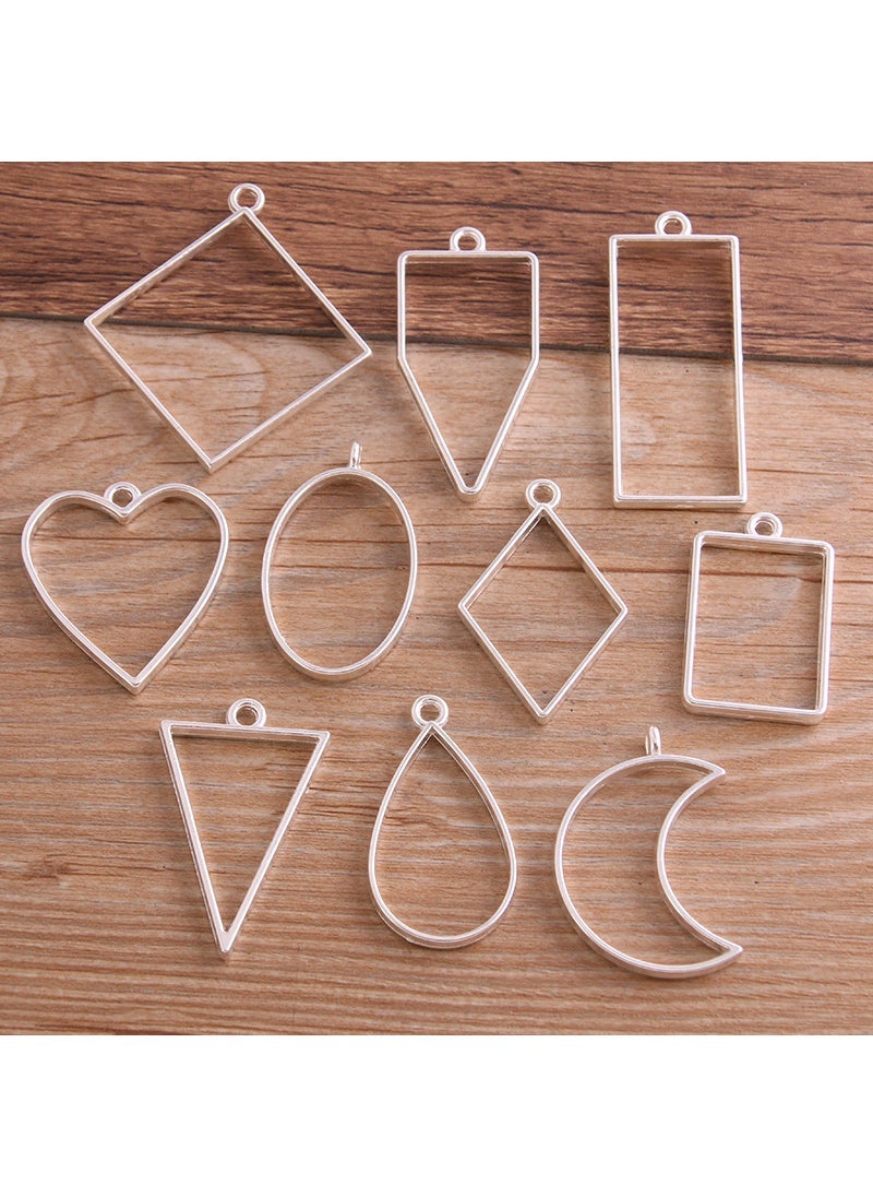 7-Color DIY Alloy Jewelry Geometric Mold Frames Bright silver 10/pack