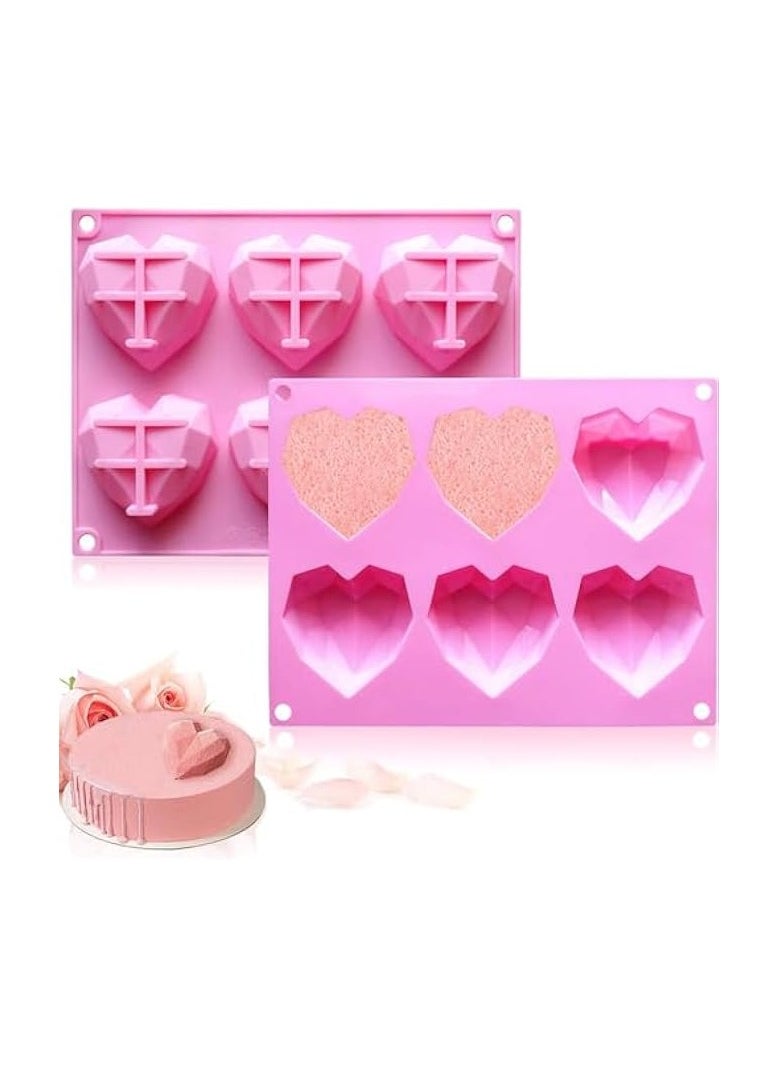 Silicone Fondant Heart Baking Mold, Silicon Molder Baking, for Chocolate, DIY Soap & Pastry (Pink)