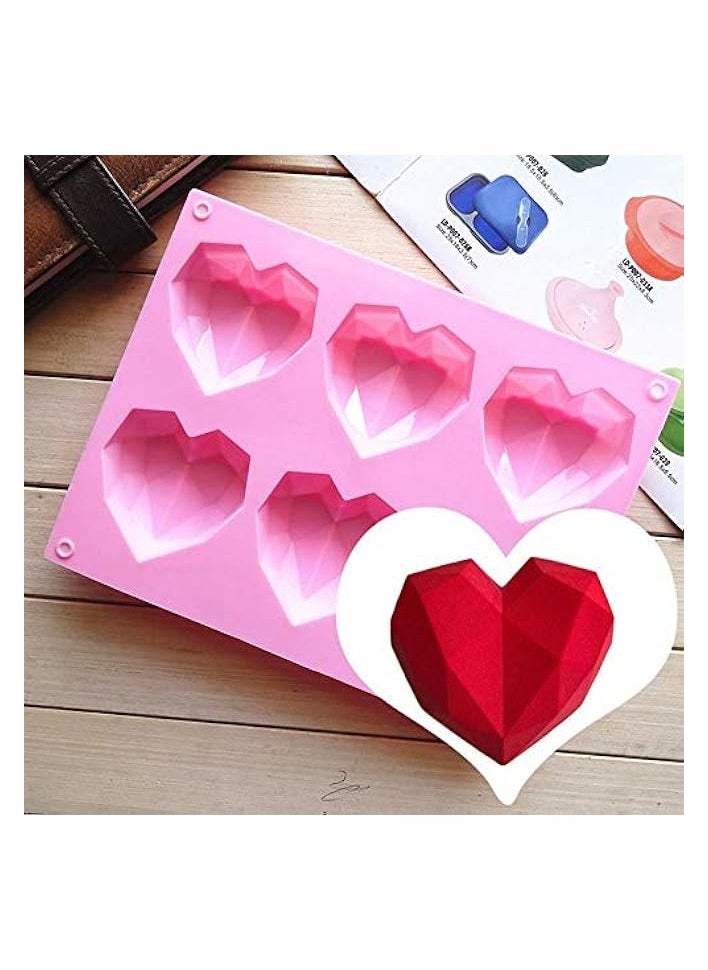 Silicone Fondant Heart Baking Mold, Silicon Molder Baking, for Chocolate, DIY Soap & Pastry (Pink)