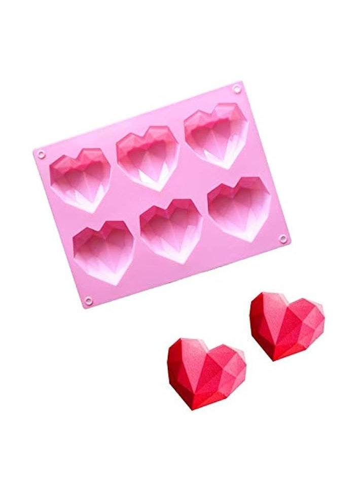 Silicone Fondant Heart Baking Mold, Silicon Molder Baking, for Chocolate, DIY Soap & Pastry (Pink)