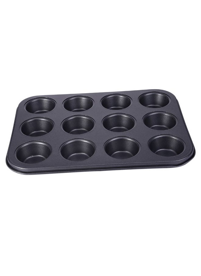 12-Piece Baking Cup Cake Mould Black