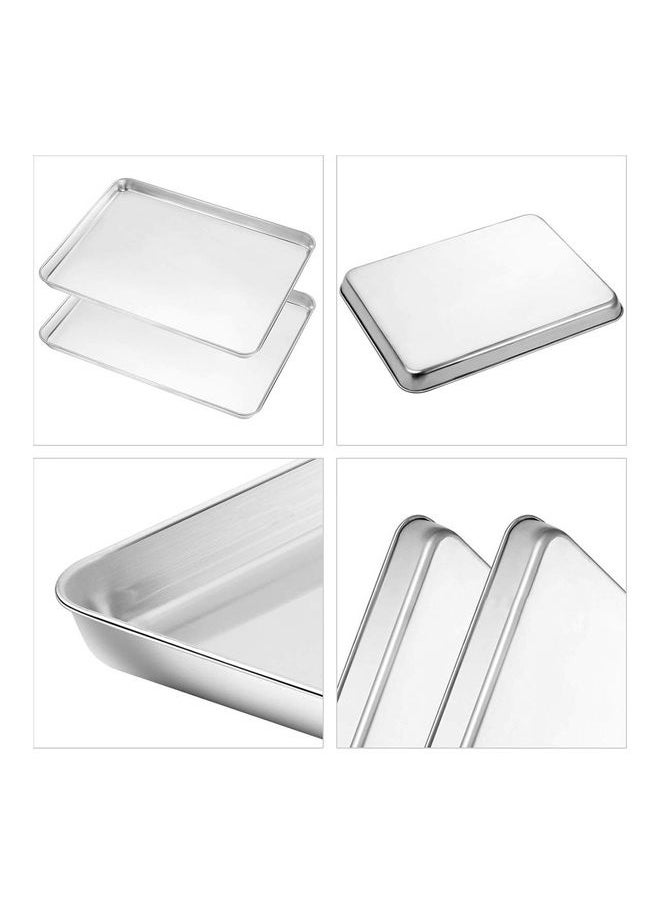 Stainless Steel Flat Bottom Baking Tray with Mesh Set Square Silver 24*3*17.5cm