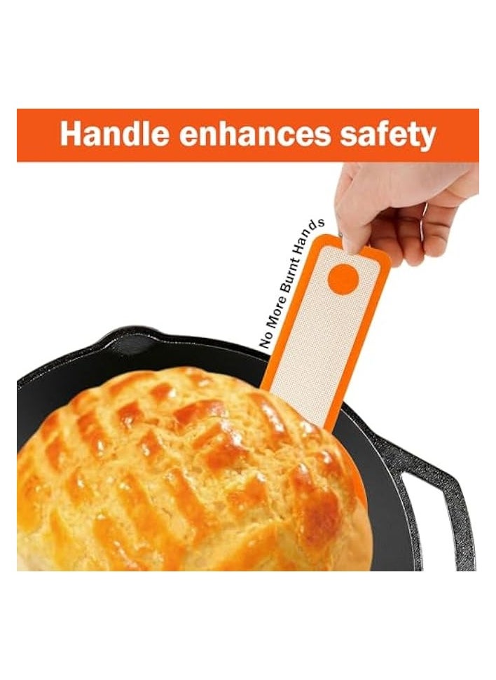 2PCS Silicone Bread Sling Oval and Round, Bread Silicone Baking Mat, Non-stick Sourdough Bread Silicone Mat, Reusable Oven Liner with Long Handle, Sourdough Bread Sling for Transfer Dough
