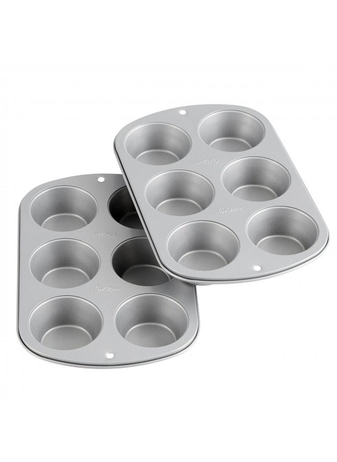 Wilton Recipe Right Non-Stick 6-Cup Standard Muffin Pan, Set Of 2