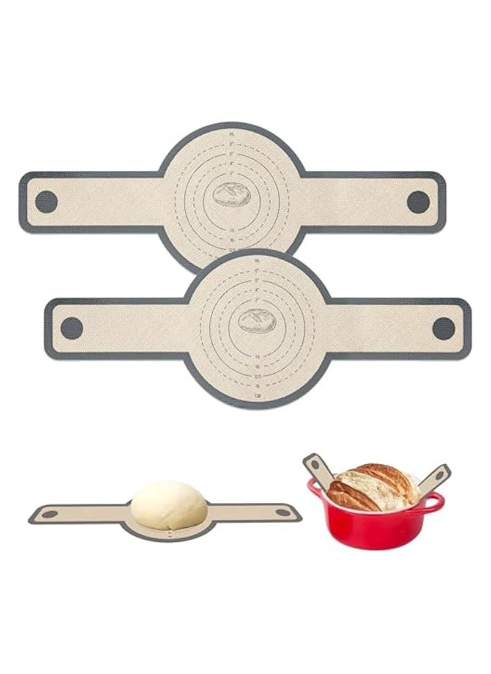 Silicone Bread Sling for Dutch Oven, 2 PCS Non-Stick & Easy Clean Reusable Silicone Bread Baking Mat with Long Handles, Easy to Transfer Sourdough Bread