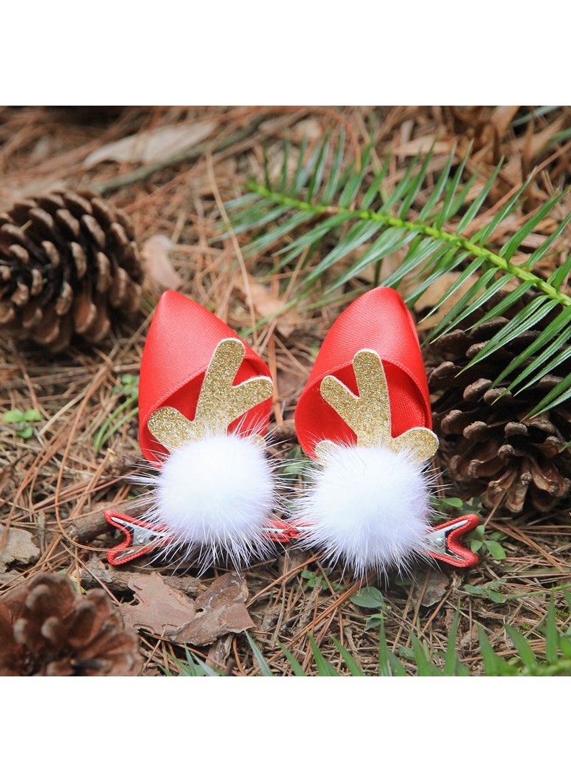 1 x 5 pcs 2024 Reindeer Antler Hair Clips Cute Christmas Accessories Little Red Riding Hood antler clip