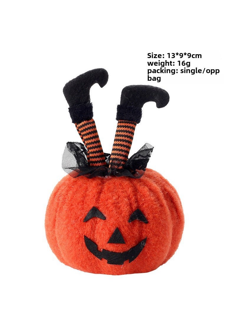 Creative Witch Legs Pumpkin Figurine for Halloween Orange