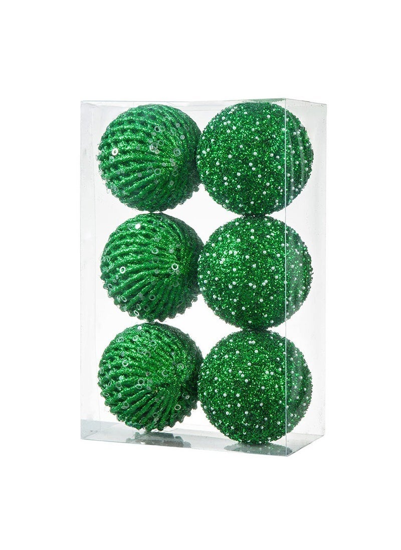 Christmas Tree Ornaments 8cm/10cm Balls 10cm green -6 Pack