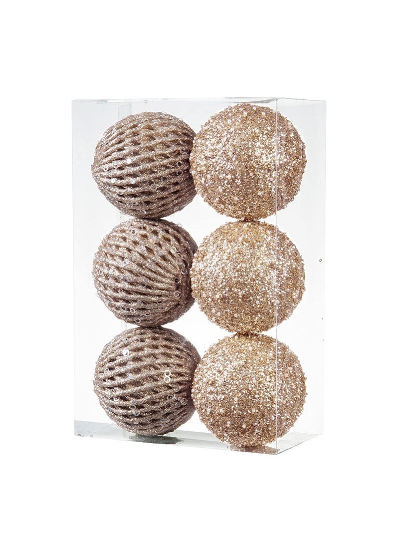 Christmas Tree Ornaments 8cm/10cm Balls 10cm champagne gold -6 Pack