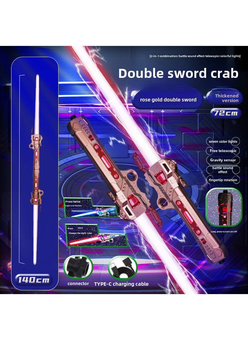 Kids 2-in-1 Glowing Extendable Lightsaber Toy Rose gold [2 can fit]]