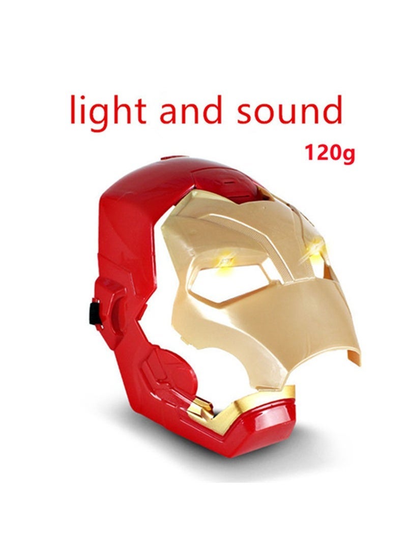 Kids Superhero Cape Mask Shield Sword Cosplay Set Steel sound and light mask (can be opened)