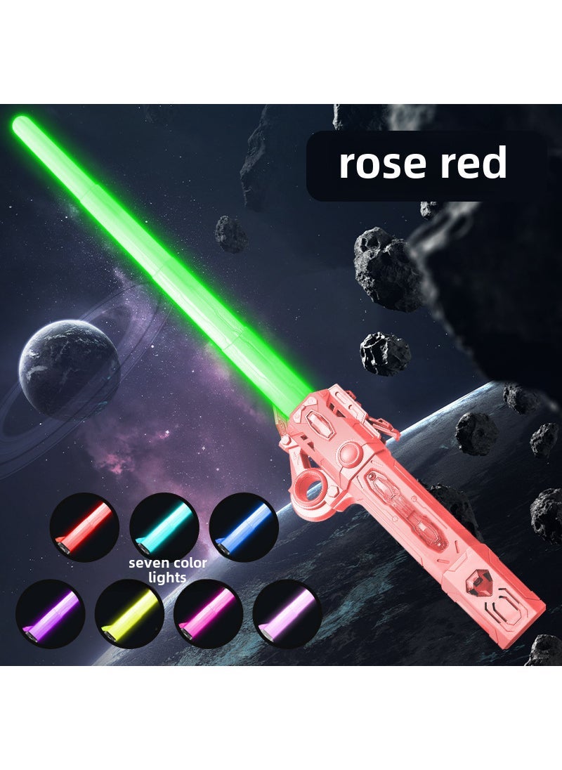 Kids 2-in-1 Glowing Extendable Lightsaber Toy Rose red 