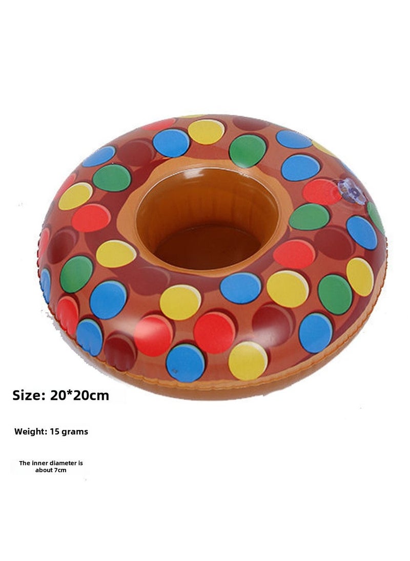 Inflatable Flamingo Donut Cup Holders Brown Polo Dot Bread Coaster