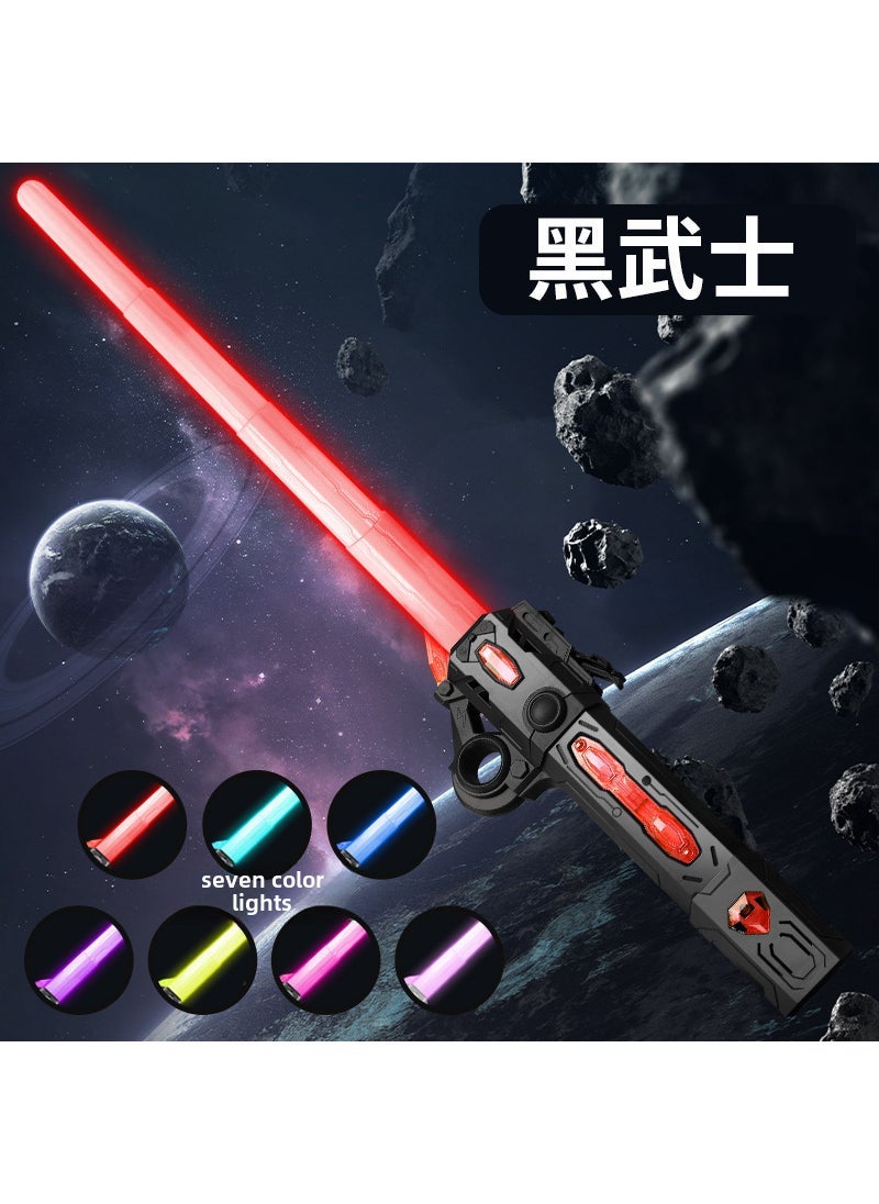 Kids 2-in-1 Glowing Extendable Lightsaber Toy Black Samurai [battery] 7 color.