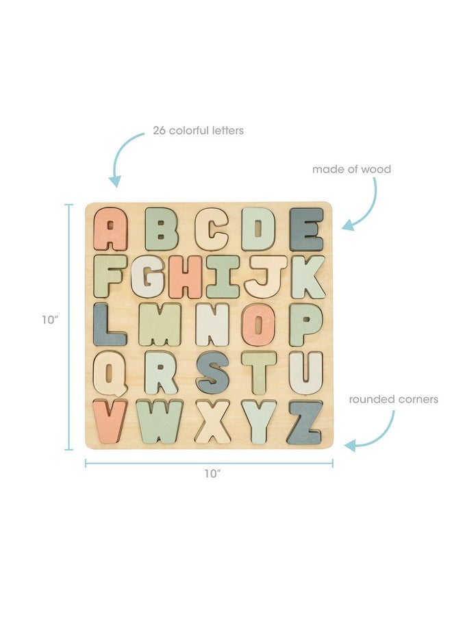 Wooden Alphabet Puzzle, Colorful Abc Letters, Interactive Learning Board Educational Montessori Toy, Baby And Toddler Ages 1+ Years