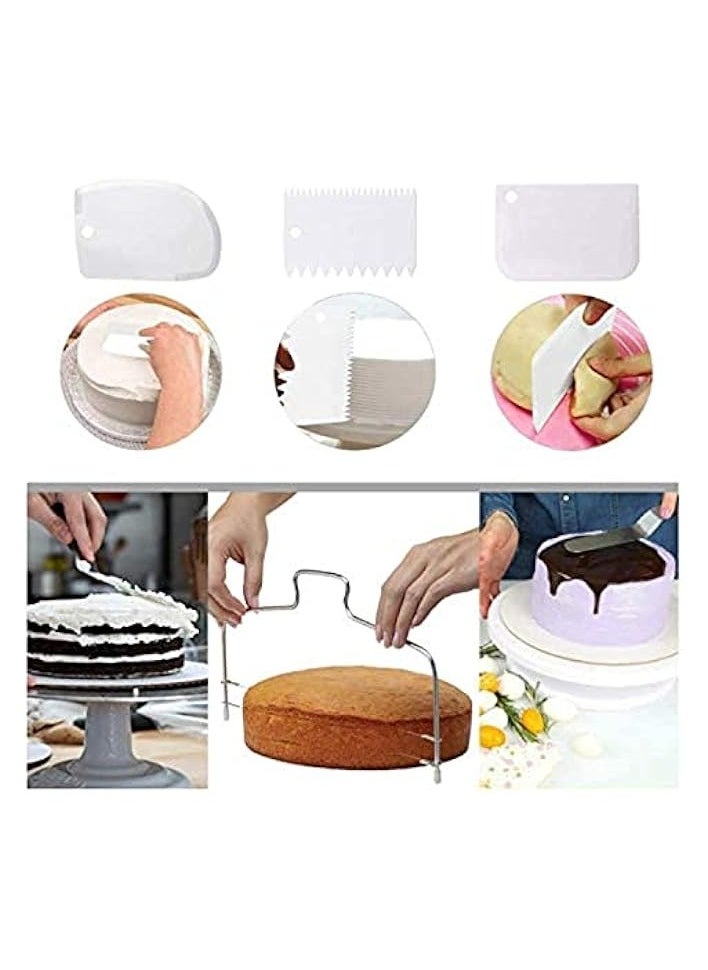 Cake Decorating Supplies,21pcs Cake Decorating Kit with Cake Rotating Turntable, Icing Spatulas,Cake Scrappers, Cake Cutter, Piping Nozzles,Pastry Bag,Piping Tip Couplers