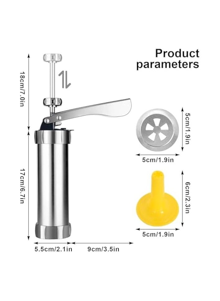 Stainless Steel Cookie Press Gun with 20 Discs and 4 Nozzles - Biscuit Press, Cake Icing Decorating Set, Biscuit Machine, Decorating Accessories Ideal for Pastry Shops Cookies and Cakes