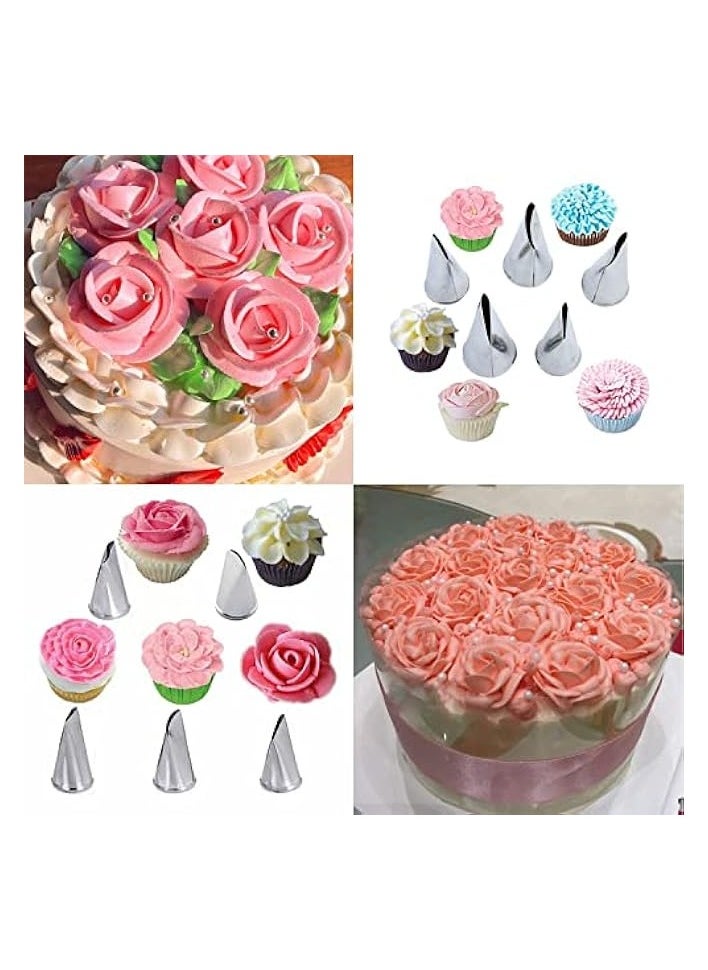 Cake Decorating Tips Kit Stainless Steel Fudge Rose Nozzle Buttercream Frosting Piping Pastry Tools Cake Decorating Tips Kit Cake Decorating Supplies Baking Kit Tools