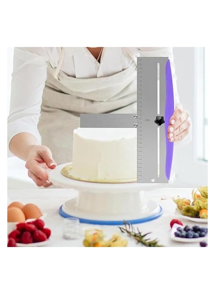 Cake Scraper, 12 Inch Adjustable Stainless Steel Cake Scraper, Cake Scraper Smoother Leveler, Smoother for Mousse Cheese Cream Cake Kitchen Spatula